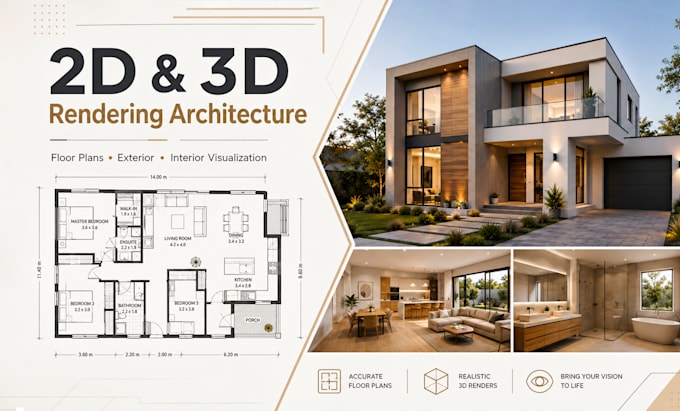 do autocad 2d floor plan, 3d floor plan design and architectural 3d rendering
