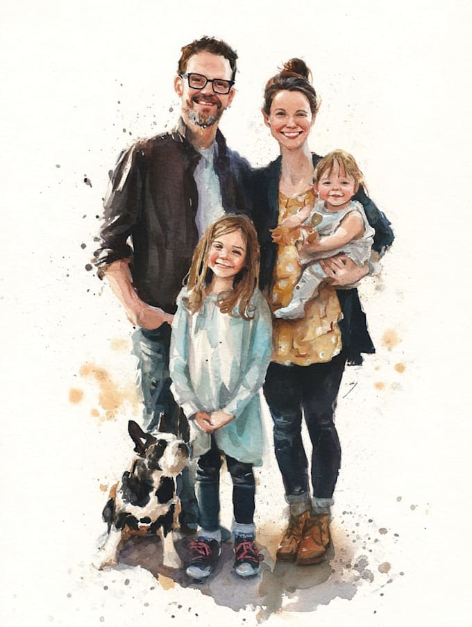 create watercolor family portrait