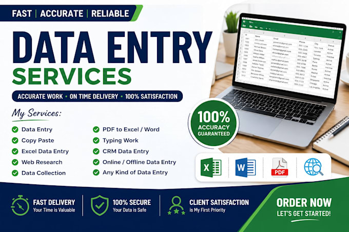 do accurate data entry, excel data entry, copy paste and web research