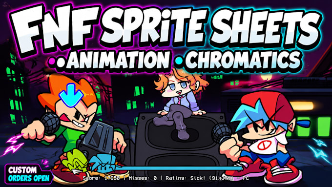 create custom fnf sprite, character design, animation and fnf song cover for mod
