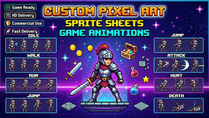 design pixel art sprite sheets and game animation