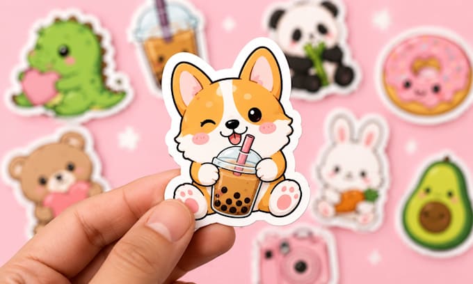 design custom cute illustration stickers