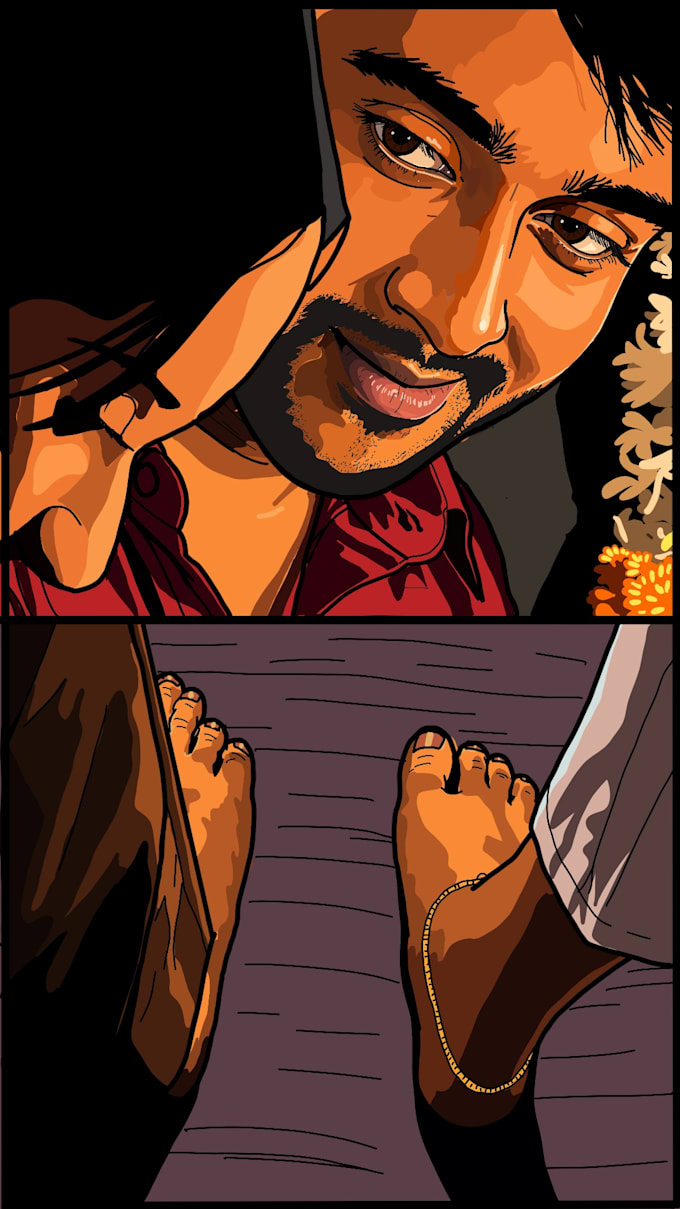 create a custom 2d flat digital illustration from your photo