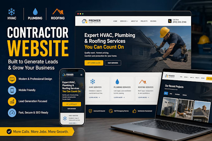 hvac plumbing roofing contractor website design lead generation