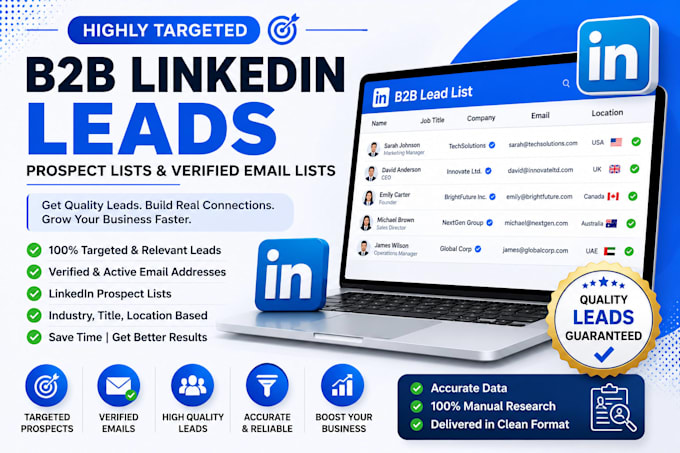 do targeted b2b linkedin lead generation prospect  email list building expert