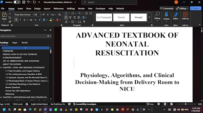 format your medical textbook or academic document in ms word