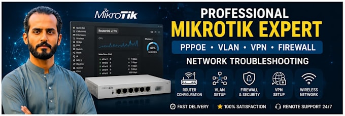 configure mikrotik, cisco, gpon olt, vlan and network troubleshooting