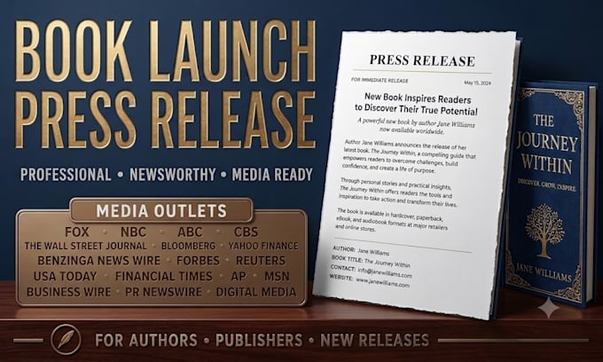 write and publish book launch press release distribution authors book promotion