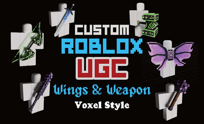 create voxel style roblox ugc wings and weapon accessories