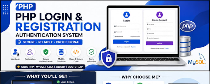 develop secure PHP login registration and authentication