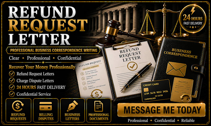 write a professional refund request and charge dispute letter