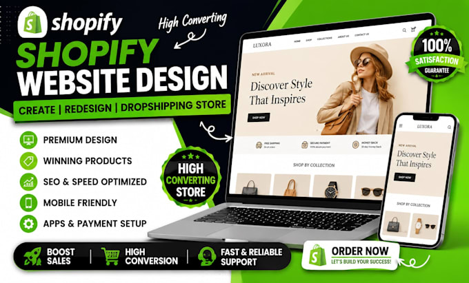do shopify website design, create shopify store or shopify dropshipping store
