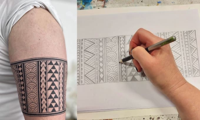 design custom polynesian maori samoan arm or leg band tattoo