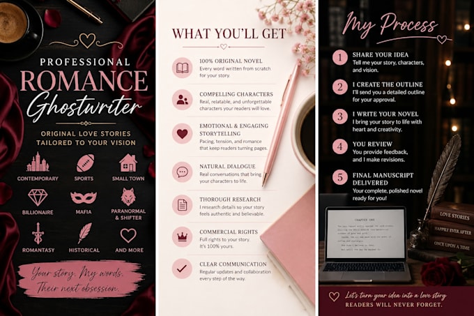 professionally ghostwrite your romance novel