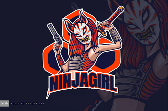 design a bold ninja mascot logo for esports