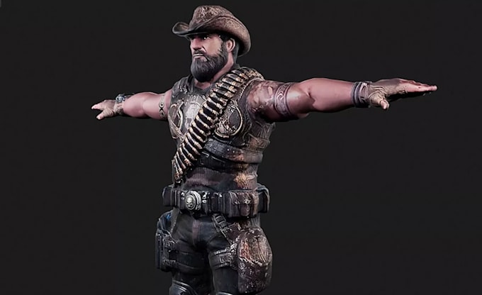sculpt, model, texture and rig a realistic 3d game character