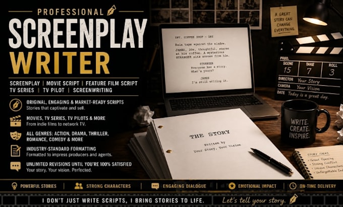 write TV series scripts, TV pilots and professional screenplays for your story