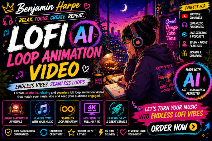 create lofi loop animation video