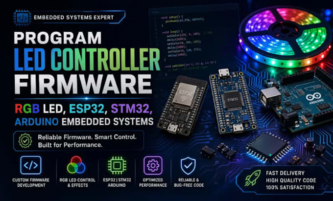 program led controller firmware, rgb led, esp32, stm32, arduino embedded systems