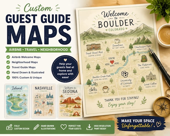 create guest guide map airbnb welcome map neighborhood map travel guide map