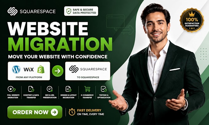 migrate wordpress, wix, shopify or webflow website to squarespace