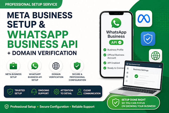 setup meta verified business account, whatsapp api setup, verify domain