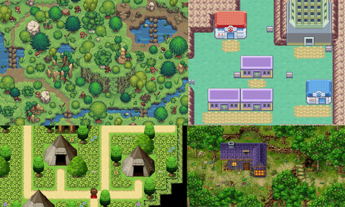 create custom rpg maker mz mv maps, interiors, towns and custom tilesets
