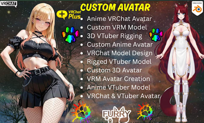 create anime vrchat avatar, custom vrm model and 3d vtuber rigging