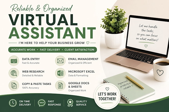 be your virtual assistant for date entry, web research and admin tasks