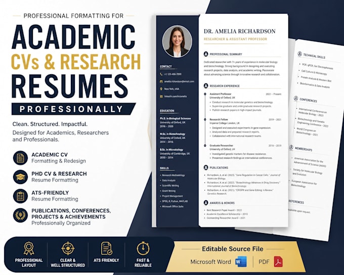 format academic cvs and research resumes professionally