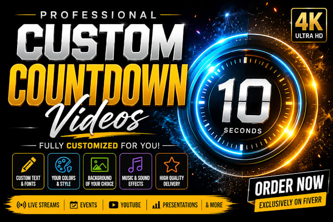 create a professional custom countdown timer video in 4k