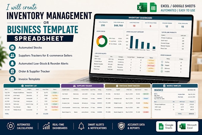 create an automated inventory management system in excel or google sheets