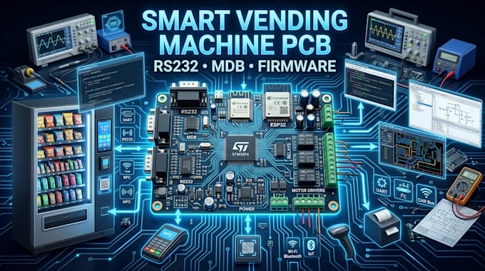 design vending machine pcb with rs232 mdb interface and embedded firmware