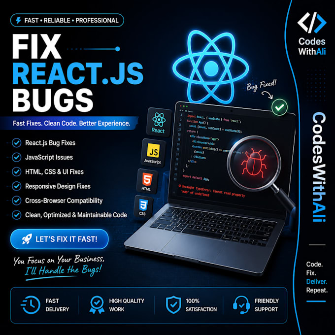 fix react js bugs frontend errors javascript issues