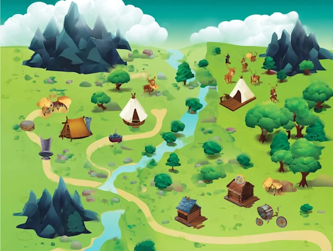 create a fantasy atlas map, vector world map
