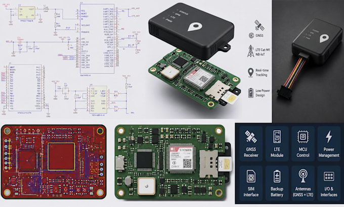 design gps tracker pcb, gnss, lte iot asset, vehicle tracking embedded hardware