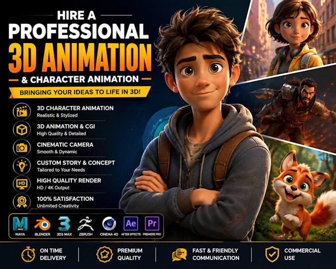 do 3d character animation 3d animation ,cgi video , animation for games and ads