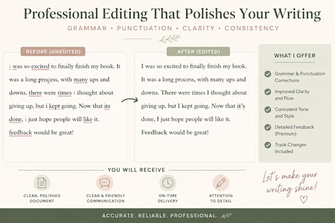 edit and proofread your book, article, or blog