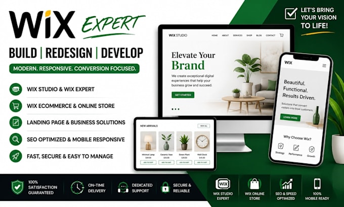 do wix website design redesign, wix ecommerce website, wix studio design