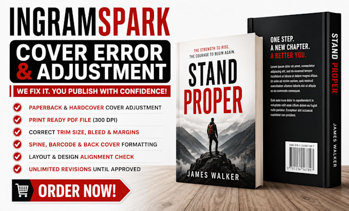 fix hardcover and paperback cover errors for ingramspark cover adjustment