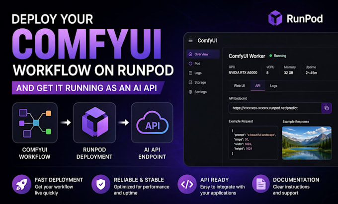 deploy your comfyui workflow on runpod and set up API