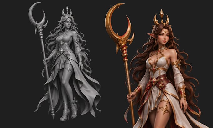 create stylized 3d character, creature sculpt, stl model for game, 3d printing