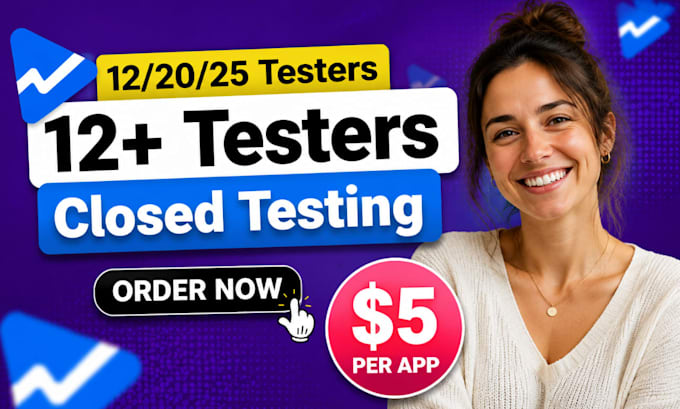 provide 12 testers or 20 testers for google play console 14 days closed testing