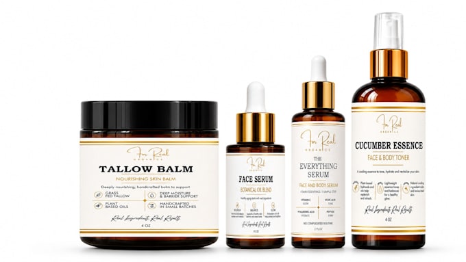 create cosmetic packaging, label design and 3d mockups