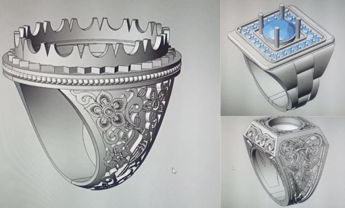 provide a modern 3d cad jewelry design and render it