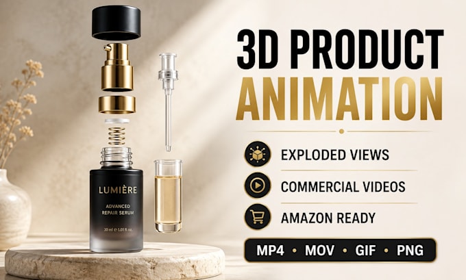 3d product exploded view animation for amazon, ecommerce, marketing