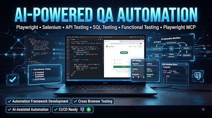 automate UI testing using playwright, selenium, apis and db testing