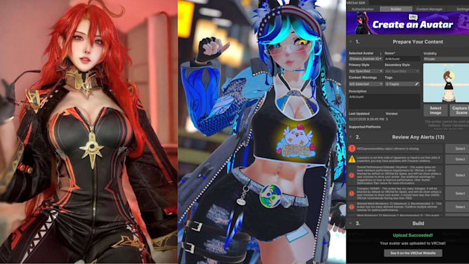 rig upload avatar to your vrchat account for pc and quest