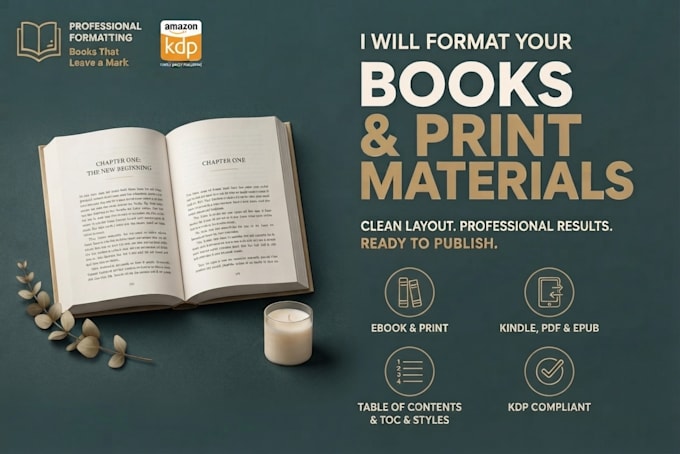format your book interior for amazon KDP print and kindle professionally