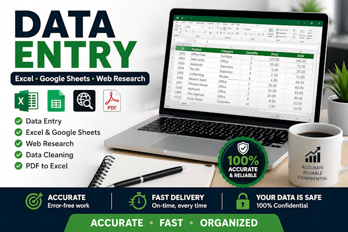 do data entry, excel and web research